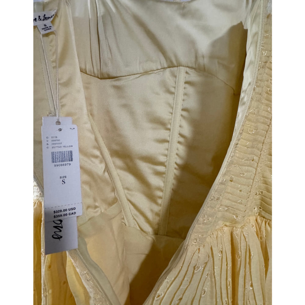 For Love & Lemons Bustier Maxi Dress Eyelet Corset Yellow Maxi S - Picture 16 of 16